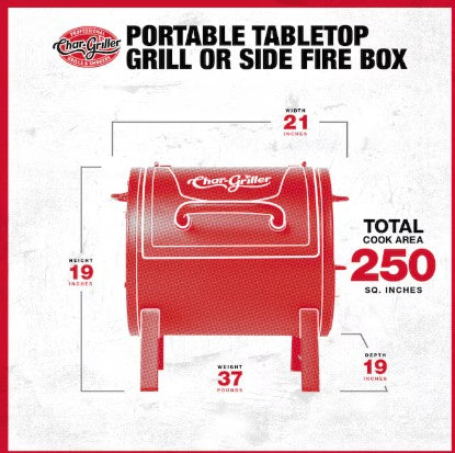 Char-Griller Portable Charcoal Grill with Side Fire Box
