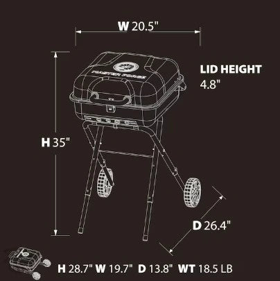 Master Forge Portable Charcoal Grill 340 sq in Black