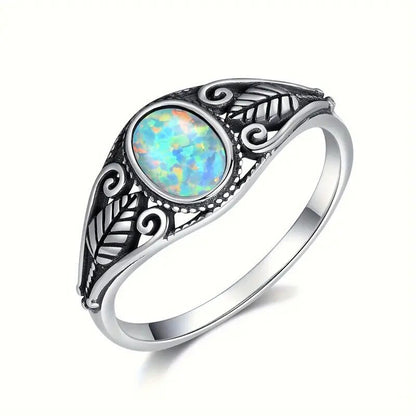 Women's Retro Distressed Metal Leaf Ring