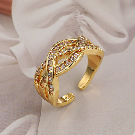 Couple Couple Rings Adjustable Cross Zircon Ring