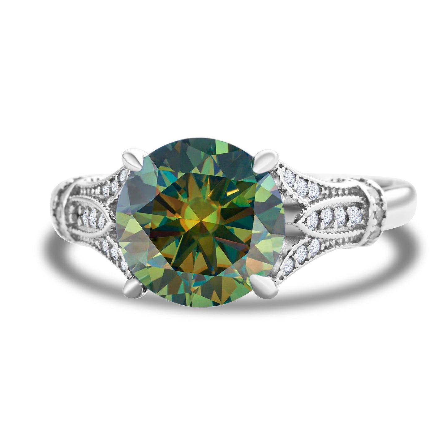 Moissanite Row Diamond Ring Female Exaggerated Sterling Silver Simple