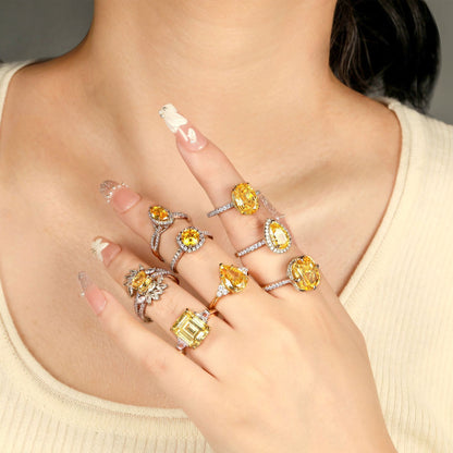 Oval Zircon Silver Ring Female Niche High Sense