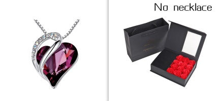 Heart Shaped Crystal Necklace Pendant for Women - Silver