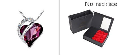 Heart Shaped Crystal Necklace Pendant for Women - Silver