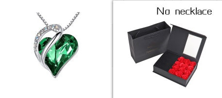 Heart Shaped Crystal Necklace Pendant for Women - Silver