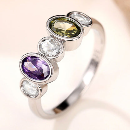 Colorful Copper Inlaid Zircon Ring Sweet And Simple Fashion Ring Bracelet