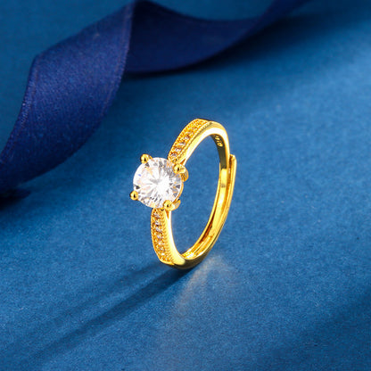 Classic Four-claw Ring 1 Karat Eight Hearts And Eight Arrows Zircon Affordable Luxury Fashion