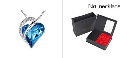 Heart Shaped Crystal Necklace Pendant for Women - Silver