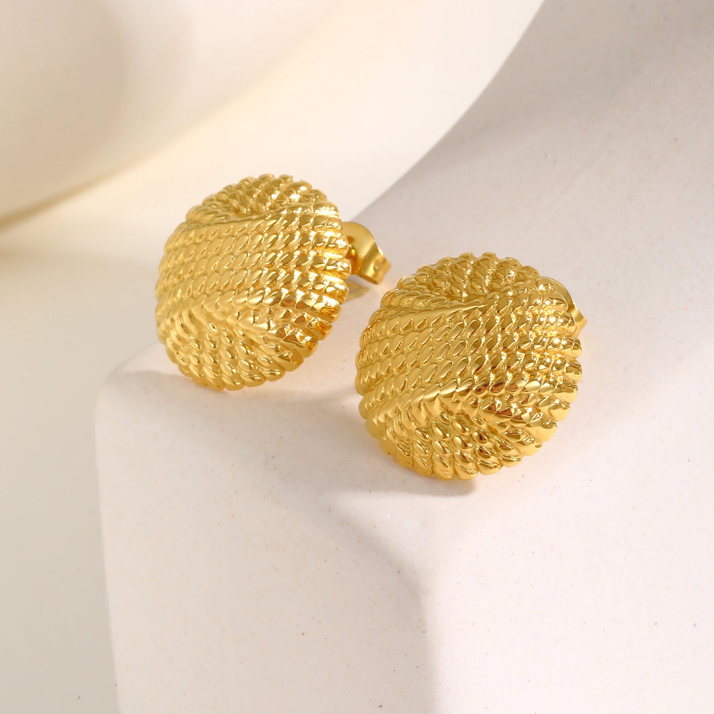 Stainless Steel Embossed Round Gold Fashion Popular Earrings