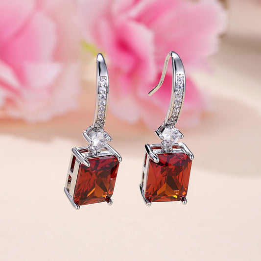 Micro Inlaid Zircon Square Diamond Ear Studs