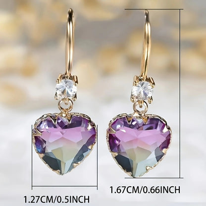 Fashion Glass Crystal Love Heart Earrings Women