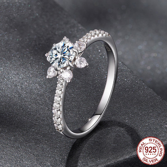 Silver Ziyun Original Shining Six Claw Moissanite Ring