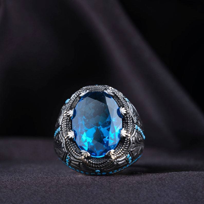Diamond Grandmother Blue Zircon Ring