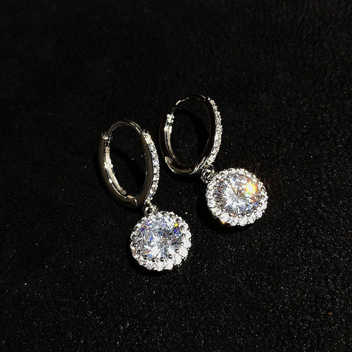 Temperament Fire Colorful Crystals 2 Karat Flower Earrings