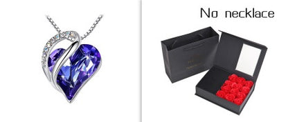 Heart Shaped Crystal Necklace Pendant for Women - Silver