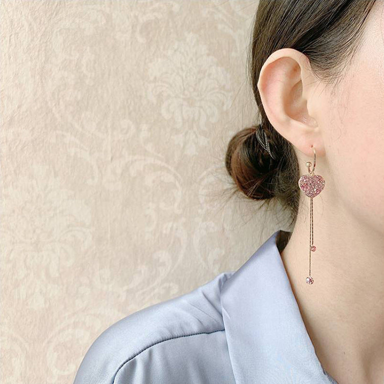 Fully Loving Heart Tassel Fairy Temperamental Frosty Style Earrings
