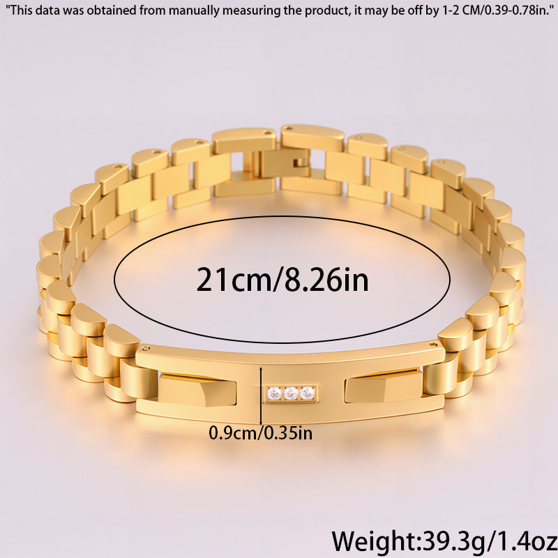 Women's Simple And Versatile Diamond Inlaid Curved Titanium Steel Bracelet