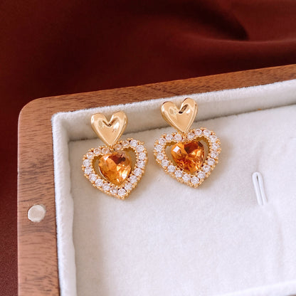 Women's Versatile And Simple Silver Needle Heart-shaped Earrings