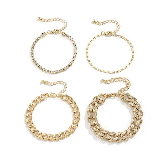 Retro Easy Matching Snake Bones Chain Bracelet Women's Simple Rhinestone Bracelet