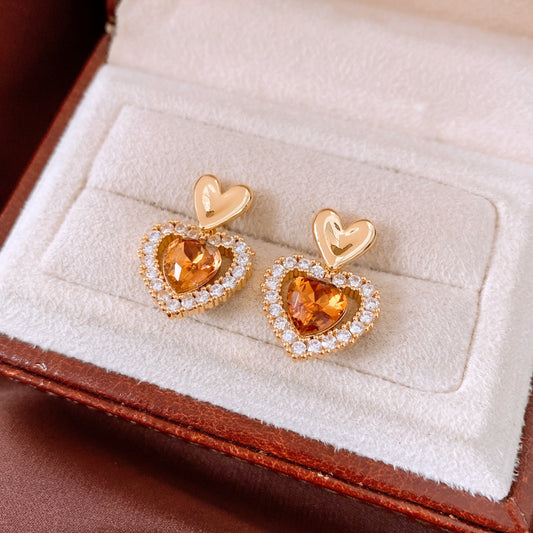 Women's Versatile And Simple Silver Needle Heart-shaped Earrings