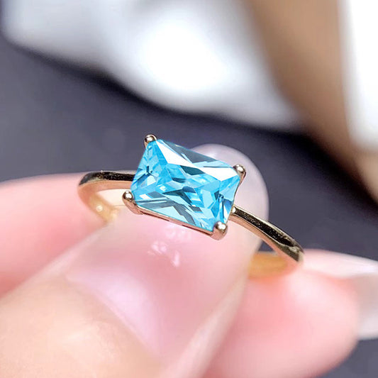 Sapphire Blue Zircon Simple Bracelet Ring For Women