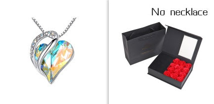 Heart Shaped Crystal Necklace Pendant for Women - Silver