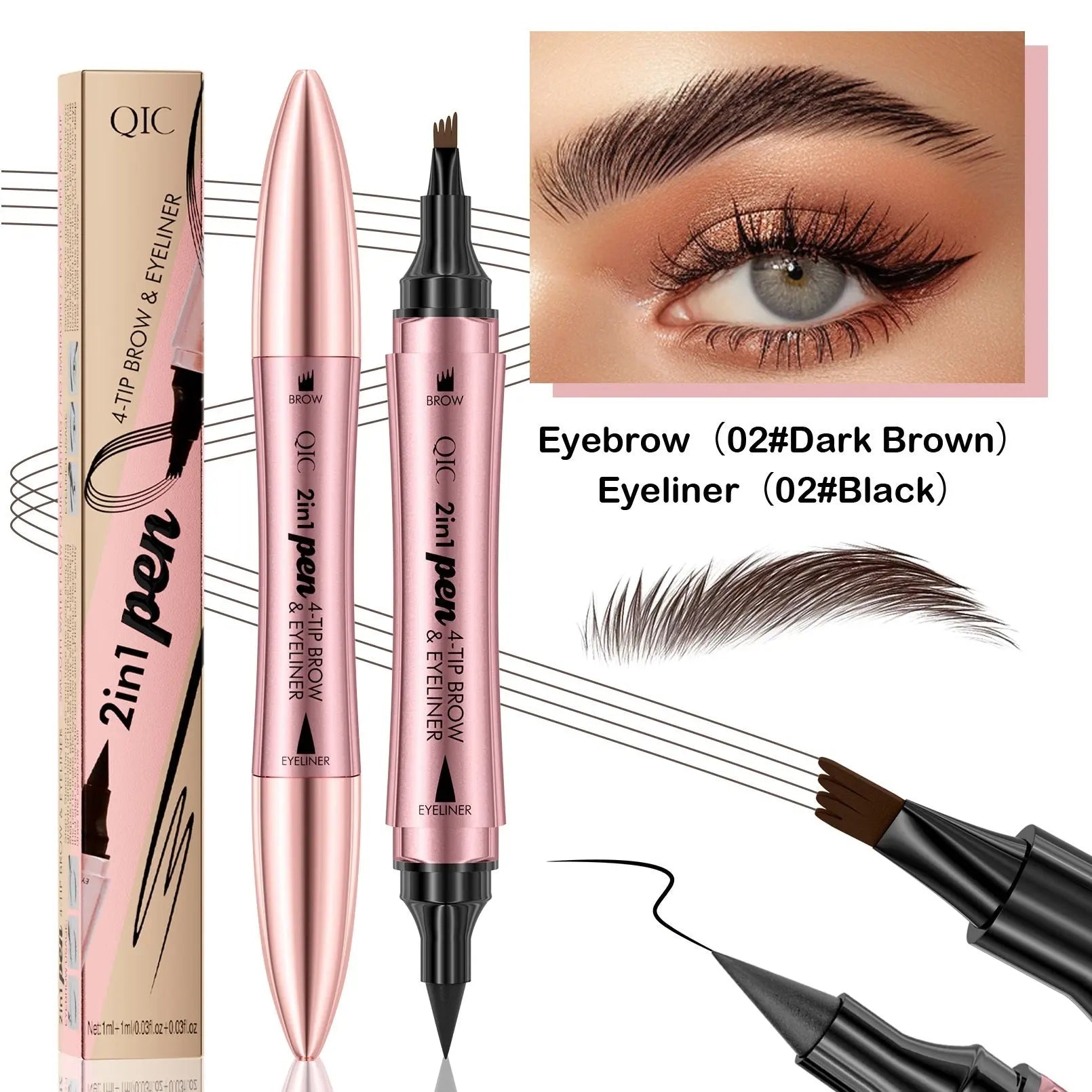 Double-headed 3D Micro-carved Liquid Four-fork Eyebrow Pencil Eyeliner 2-in-one Dual-purpose Eye Louisiana Mart