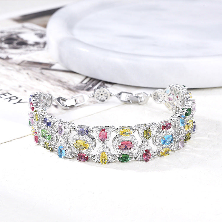 Colorful Light Luxury Full Diamond Women's European And American Fashion Bracelet