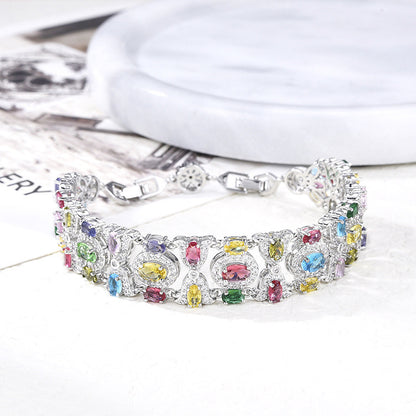 Colorful Light Luxury Full Diamond Women's European And American Fashion Bracelet