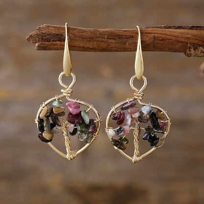 Natural Crystal Lucky Tree Eardrop Earring Earrings Popular Ornament