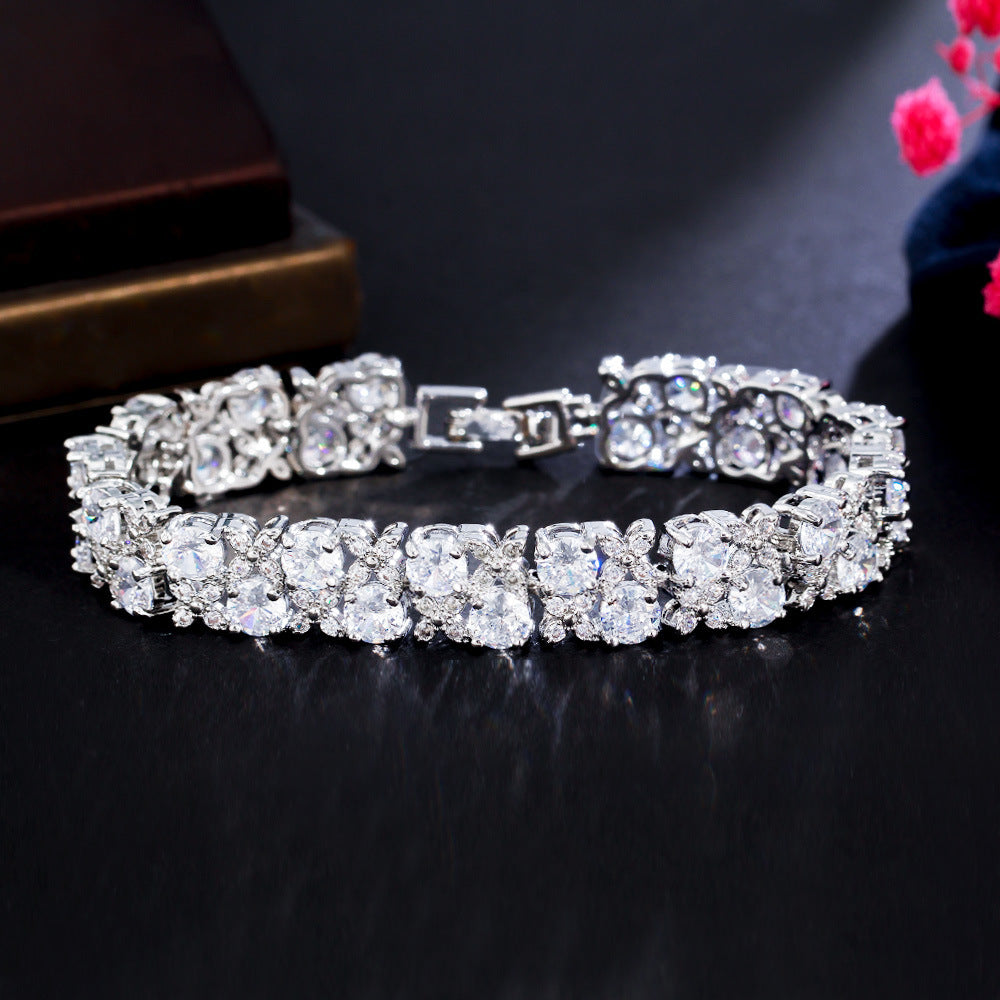 European And American Fashion Refined Zircon Bracelet Micro-inlaid Sapphire Rhinestone