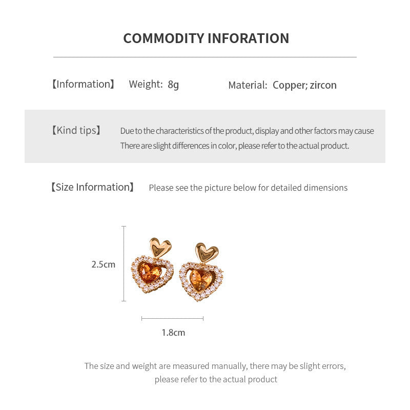 Women's Versatile And Simple Silver Needle Heart-shaped Earrings