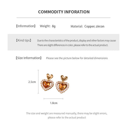 Women's Versatile And Simple Silver Needle Heart-shaped Earrings