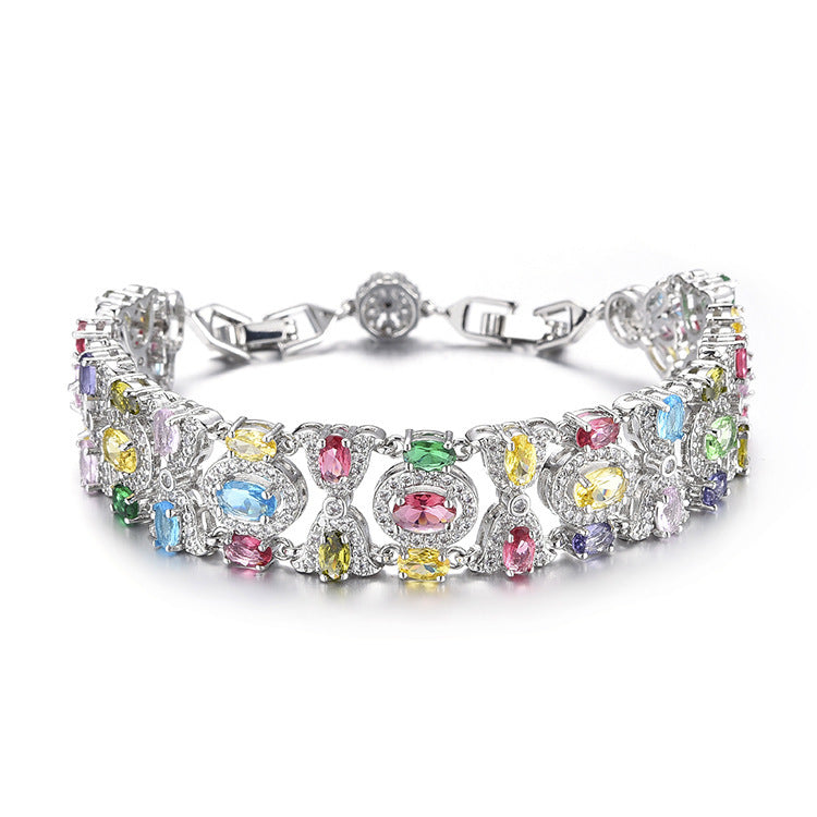 Colorful Light Luxury Full Diamond Women's European And American Fashion Bracelet