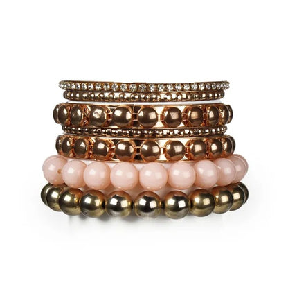 7-Piece Gold Rhinestone Bangle Set in Louisiana | Retro Bracelet Set