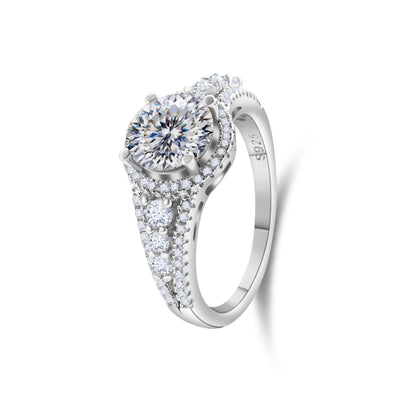 2CT Color Moissanite Ring Sterling Silver S925