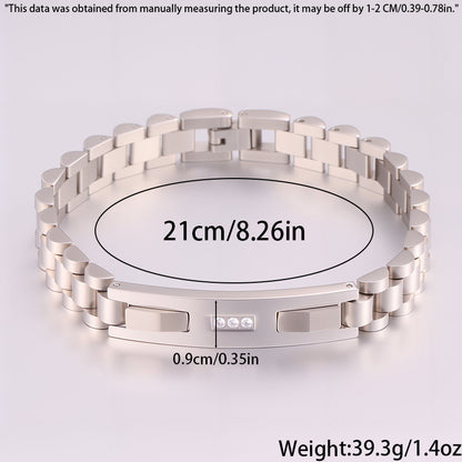 Women's Simple And Versatile Diamond Inlaid Curved Titanium Steel Bracelet