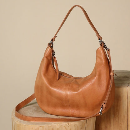 Women’s Leather Crossbody Bag – Casual Dumpling Style