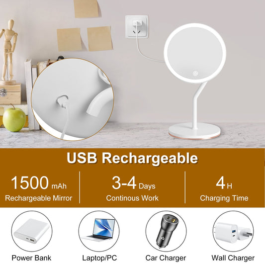 Magnifying lighted makeup mirror