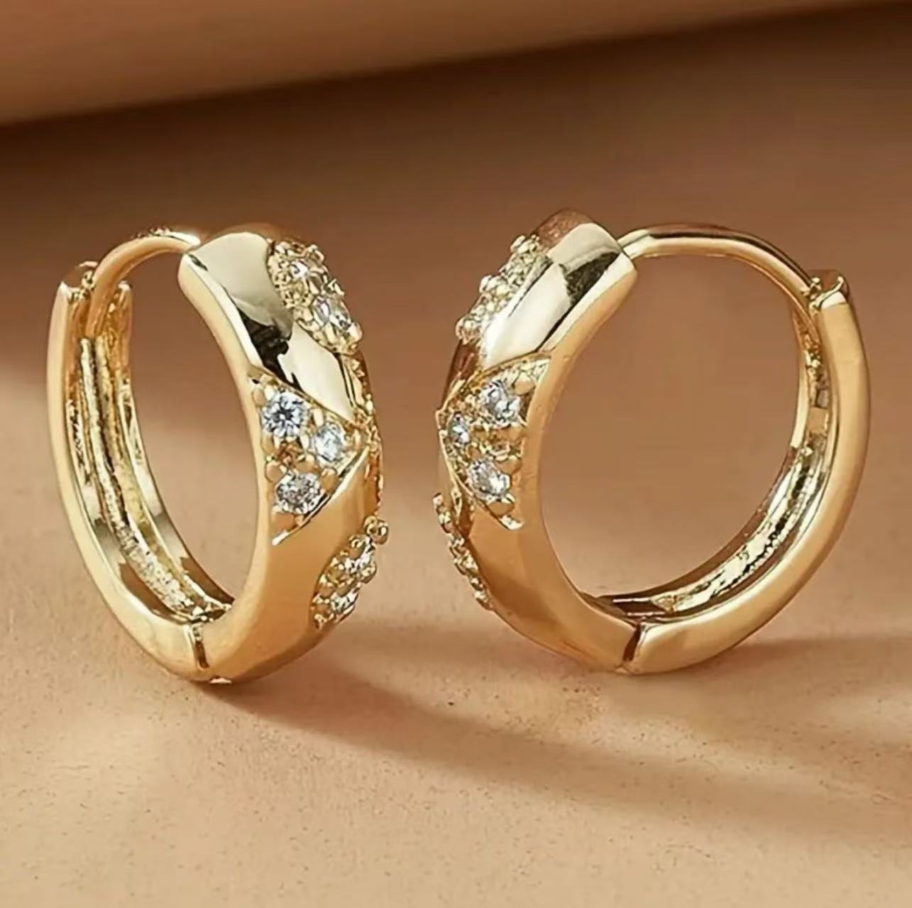 European And American Simple Micro Inlaid Zircon Vintage Earrings
