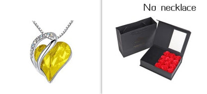 Heart Shaped Crystal Necklace Pendant for Women - Silver