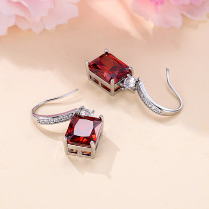 Micro Inlaid Zircon Square Diamond Ear Studs