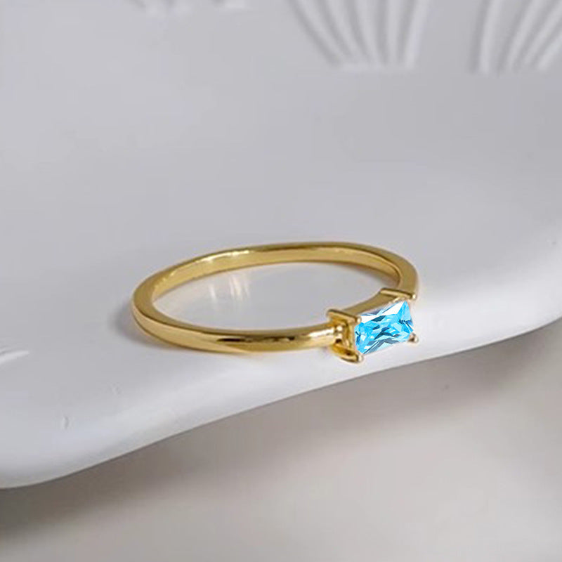 Sapphire Blue Zircon Simple Bracelet Ring For Women
