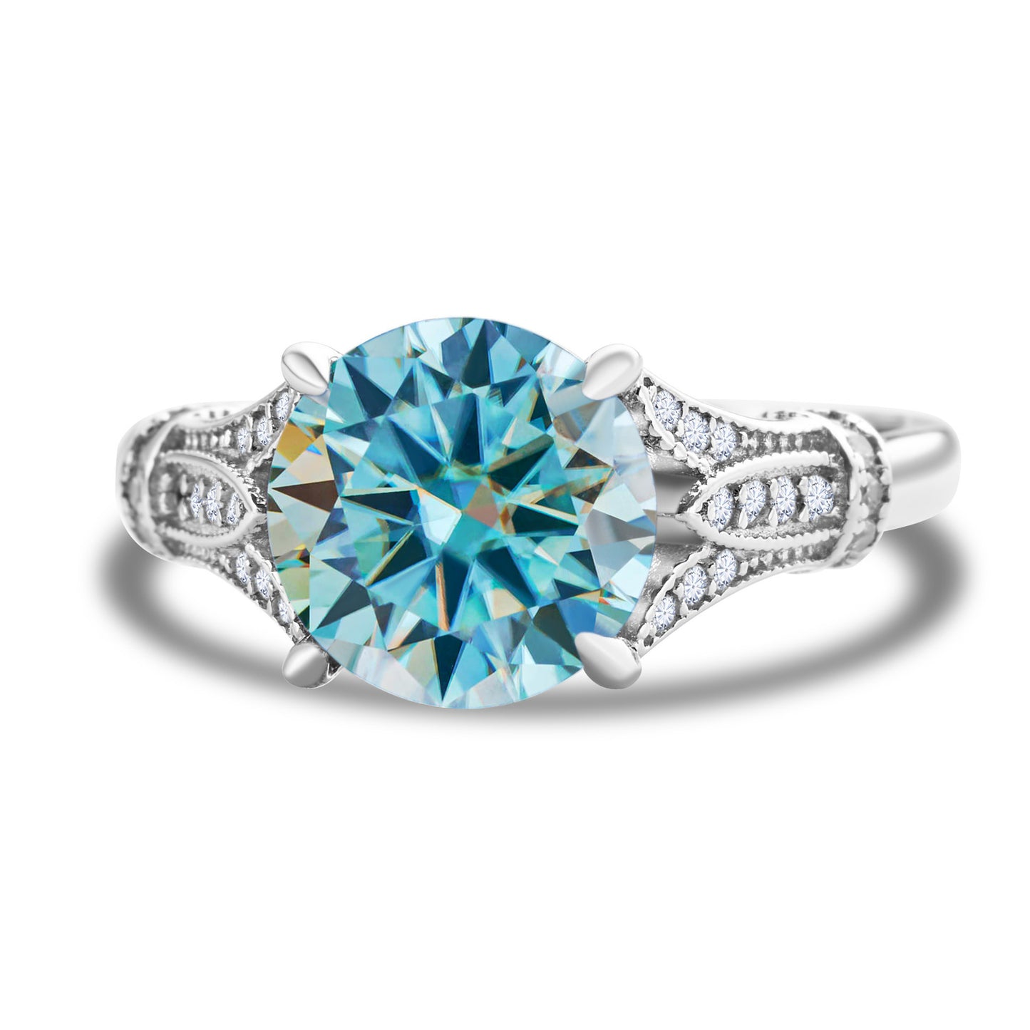 Moissanite Row Diamond Ring Female Exaggerated Sterling Silver Simple