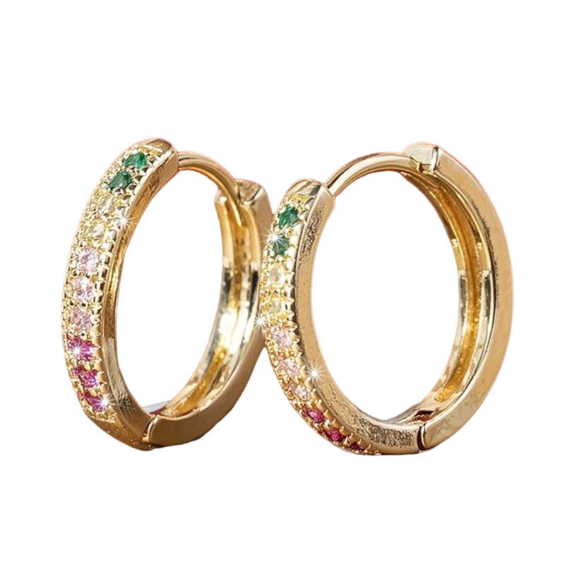 Small Inlaid Zircon Colored Gemstone Earrings