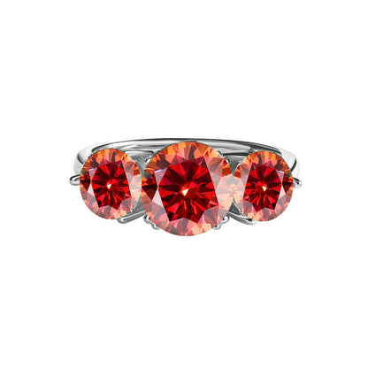 S925 Silver Moissanite Three-Life Stone 4 Karat Ring