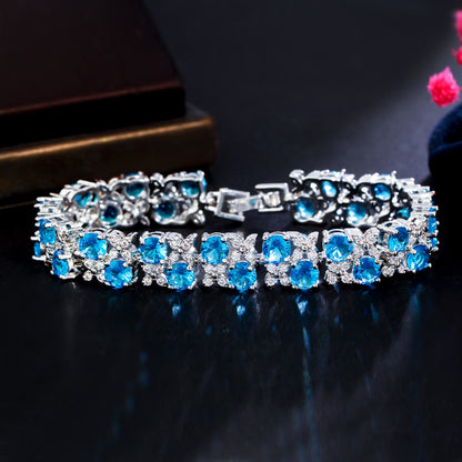 European And American Fashion Refined Zircon Bracelet Micro-inlaid Sapphire Rhinestone
