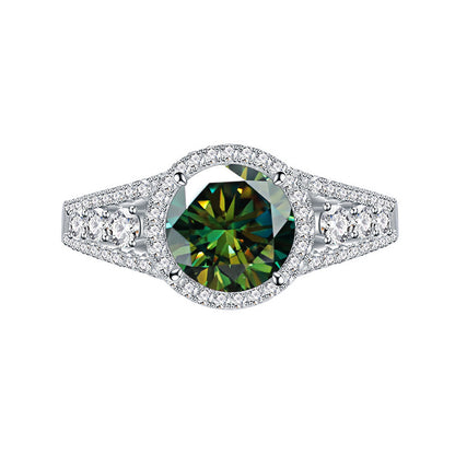 2CT Color Moissanite Ring Sterling Silver S925