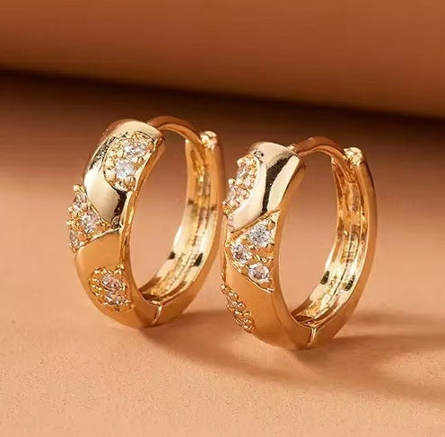 European And American Simple Micro Inlaid Zircon Vintage Earrings