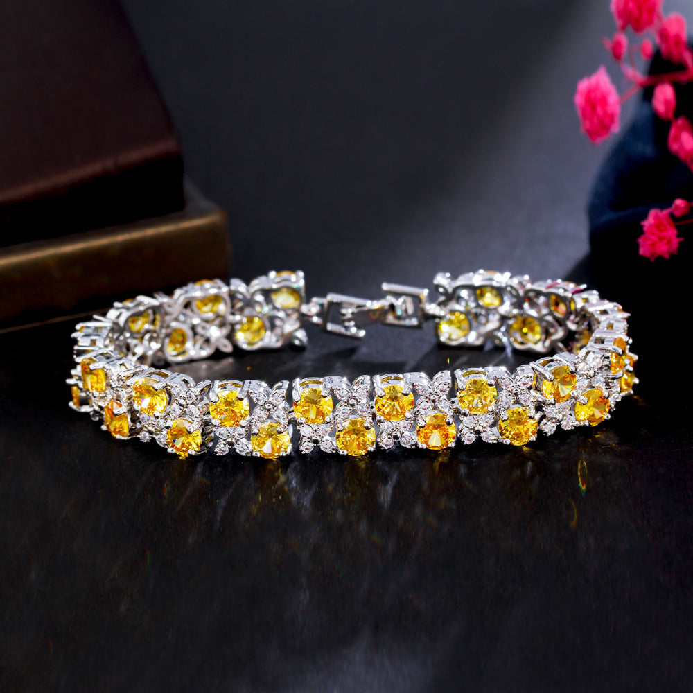 European And American Fashion Refined Zircon Bracelet Micro-inlaid Sapphire Rhinestone